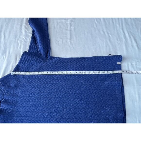 T by Talbots Mock Turtleneck Metallic Blue Sweater, Size Sp, Festive, Zipper - Picture 7 of 8